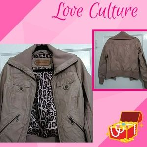 🍒 Love Culture Faux Leather Tan Pink Jacket